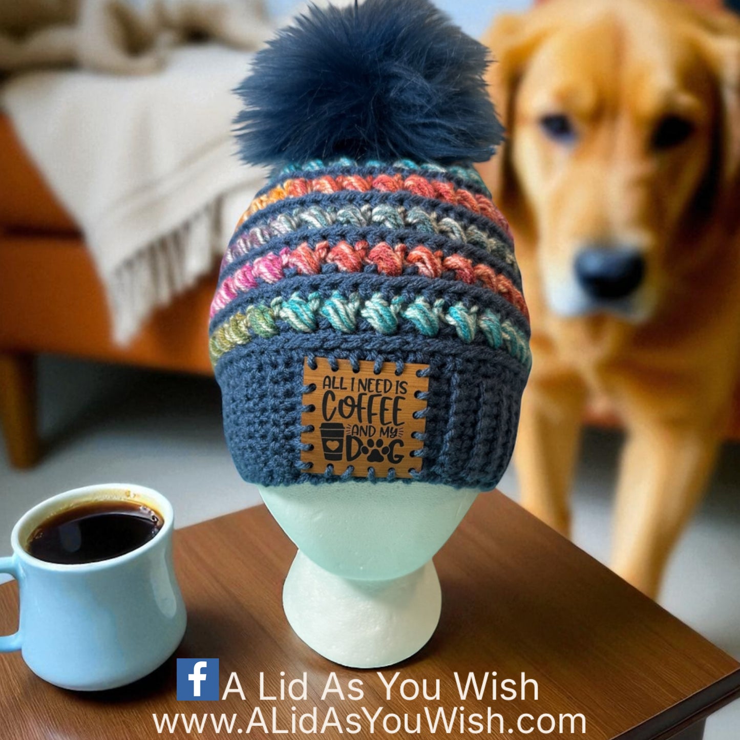 Coffee and a Dog Crochet Hat