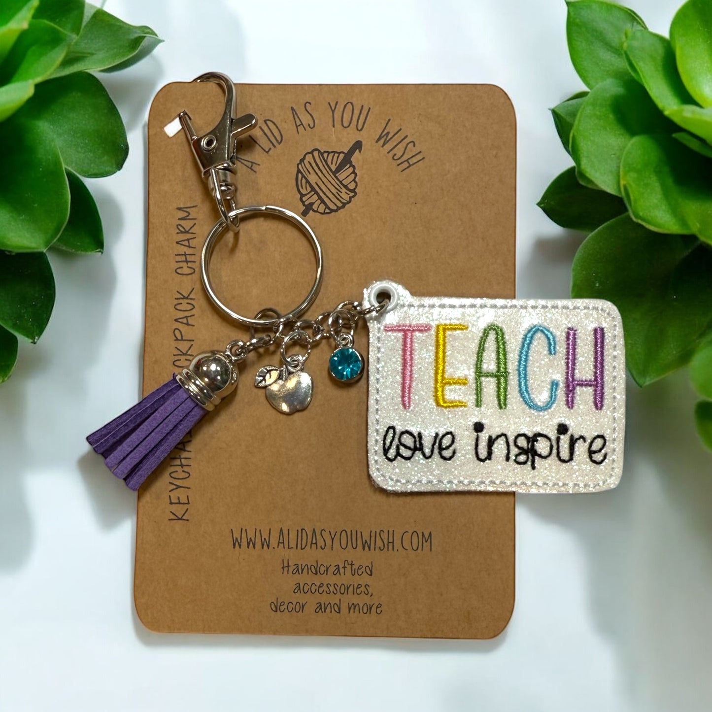 Teach, Love, Inspire (pastel) Keychain/Bag Charm