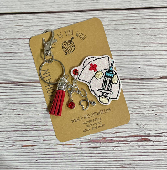 Gnome Nurse Syringe Keychain/Bag Charm